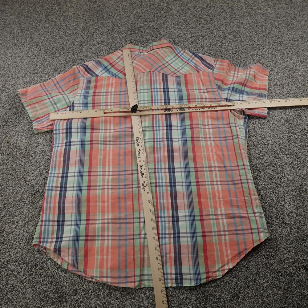 VTG Polo Ralph Lauren Shirt Mens XL Madras Plaid Linen Western Pearl Snap Rodeo - Picture 6 of 10